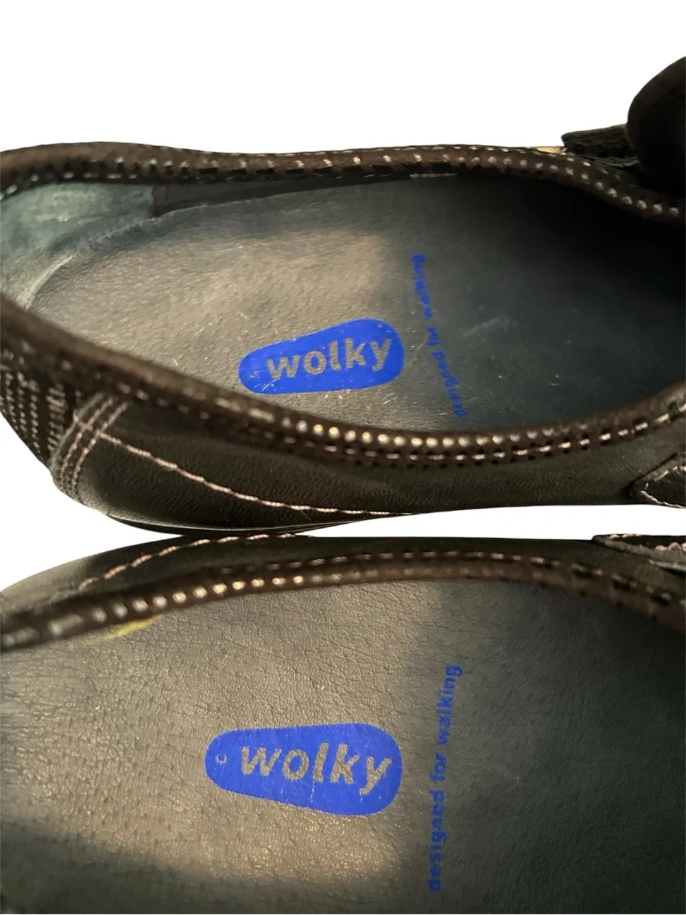 Wolky Black Leather Slip-On Loafers with Strap